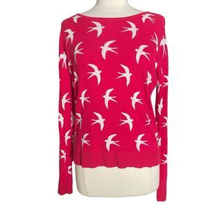 Free Fusion Birds in Flight Sweater Sz M Womens Cotton Blend Novelty Knit Red